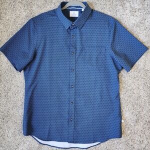 7 Diamonds Shirt Mens L Blue Layne 4-Way Stretch Short Sleeve Woven Microfiber